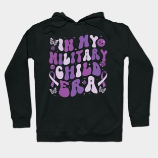 In My Military Child Era Groovy Purple Up For Military Kids Hoodie